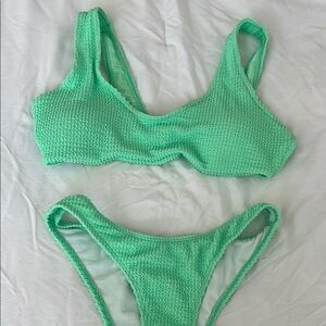 New SHEIN Mint Green Textured Bikini Set